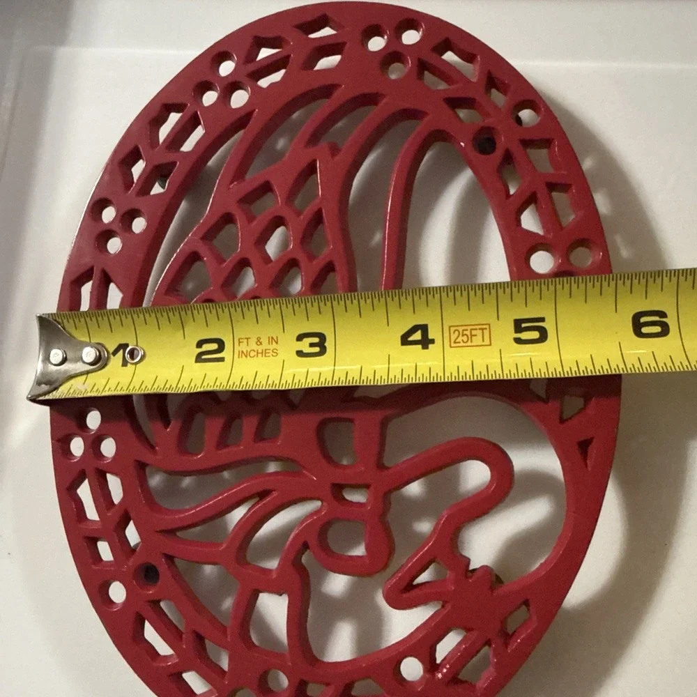 Red Cast Iron Goose Gander Swan Kitchenware Trivet 7-1/4